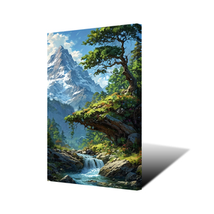 Cascata <span class=keywords><strong>e</strong></span> alberi verdi immagine da <span class=keywords><strong>parete</strong></span> arte stampa ad alta definizione paesaggio pittura su tela <span class=keywords><strong>con</strong></span> cornice interna per la decorazione della <span class=keywords><strong>parete</strong></span> - Product Image 2