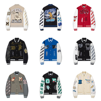 Blouson Bomber Unisexe Tendance pour Jeunes, Coupe-Vent, Lettres Brodées, Extérieur Cuir et Coton, Col Montant, Hiver, Style Urbain