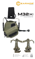 Casque de protection auditive EARMOR avec réduction de bruit électronique et communication, adaptateur pour rail de casque tactique