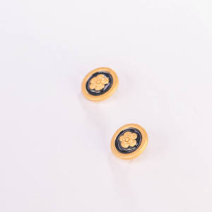 <b>Vintage</b> French Enamel Copper Stud Earring with Floral Design Women's Fashion Jewelry Gift - Product Image 4