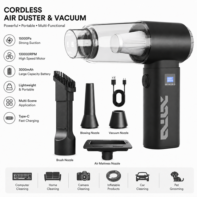 13000pa Brushless Motor Portable Home Cordless HandHeld Small Dry Vacuum Wireless Mini Multifunction Vacuum Cleaner for Car
