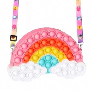 New Style Sling Shoulder Bag Pop <b>Kids</b> Pink Plastic Unicorn Fashion Fidget Toys Wallet Pop Bag - Product Image 3