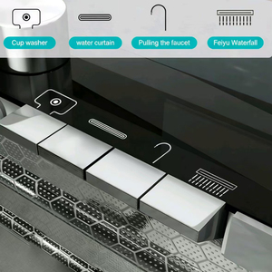 Évier de cuisine <span class=keywords><strong>grand</strong></span> format SUS304 2026 avec affichage numérique LED à touches de piano, cascade, cuve unique et plateau de séchage 10050 - Product Image 2