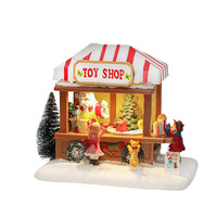 Maisons de village de Noël lumineuses à LED, boutique de jouets en résine, serre miniature, scène d'hiver, ensemble d'ornements de Noël pour table, cadeau de Noël