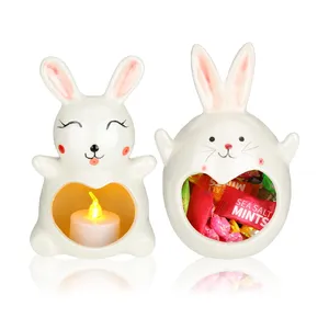 Easter decor cute animal custom ceramic rabbit candy bowl for nut dessert fruit