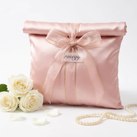 Pochette cadeau enveloppe en satin jacquard pour parfum, impression personnalisée feuille d'or, emballage de luxe pour marque de beauté, vente en gros