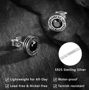 KRKC&CO 925 Sterling <b>Silver</b> <b>Stud</b> Earrings with Ball Shape Punk Design ZIRCON Stone Black Rhodium Plated Unisex Everyday Wear - Product Image 5