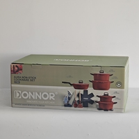 AR-21 Ensemble de casseroles en granit portables au design moderne, vente en gros, pour la cuisine domestique, avec couvercle en verre compatible induction