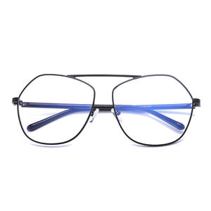Monturas de Gafas Geométricas Qianai M2-062, Montura Completa de Metal, Lentes Planas, Anti-UV y Anti-Luz Azul, Diseño Irregular Unisex - Product Image 4