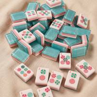 Nouvelles Tuiles de Mahjong Américaines en Acrylique Bleu Poudré à Trois Couches, Motif Floral, pour Loisirs et Divertissement