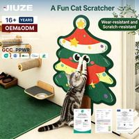 Décorations de Noël : Tapis d'escalade pour chat en forme de sapin de Noël de dessin animé, autocollants muraux décoratifs à découper et coller, protection anti-griffures pour chat