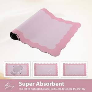 Tapis de comptoir à café festonné, mignon, absorbant, en caoutchouc, écologique, pour séchage de vaisselle, décoration esthétique pour cuisine - Product Image 5