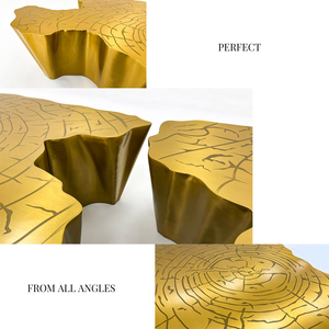 Table basse de luxe industrielle contemporaine en acier inoxydable doré, modèle BOCA-CT-01-EDEN GOLD, de la gamme haut de gamme Factory Outlet. - Product Image 6