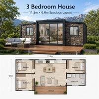Villa moderne préfabriquée en conteneur, design extensible à double aile, résistante aux ouragans, 2, 3 ou 4 chambres, 20 pieds, 40 pieds