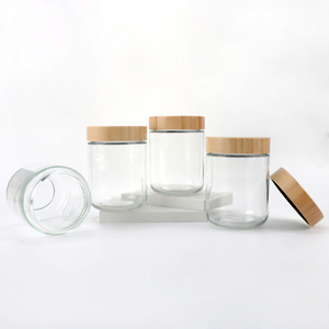 Wide-mouth glass bottle 500ml Clear Glass Jar Wooden Lid airtight Honey Jam Caniste also suit for <b>Bath</b> <b>Salts</b>, Candle - Product Image 3