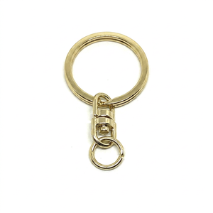 พวงกุญแจวงกลมแบนโลหะเหล็กสีทองขนาด 20 มม. แบบเปิดได้ - Product Image 1
