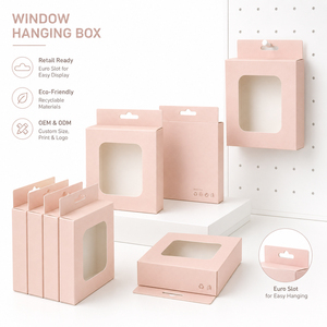Custom Die-Cut Hanging Hole Clear View Window Foldable Paper Boxes White Cardboard <b>Display</b> Packaging Bulk Supply Custom Print - Product Image 3