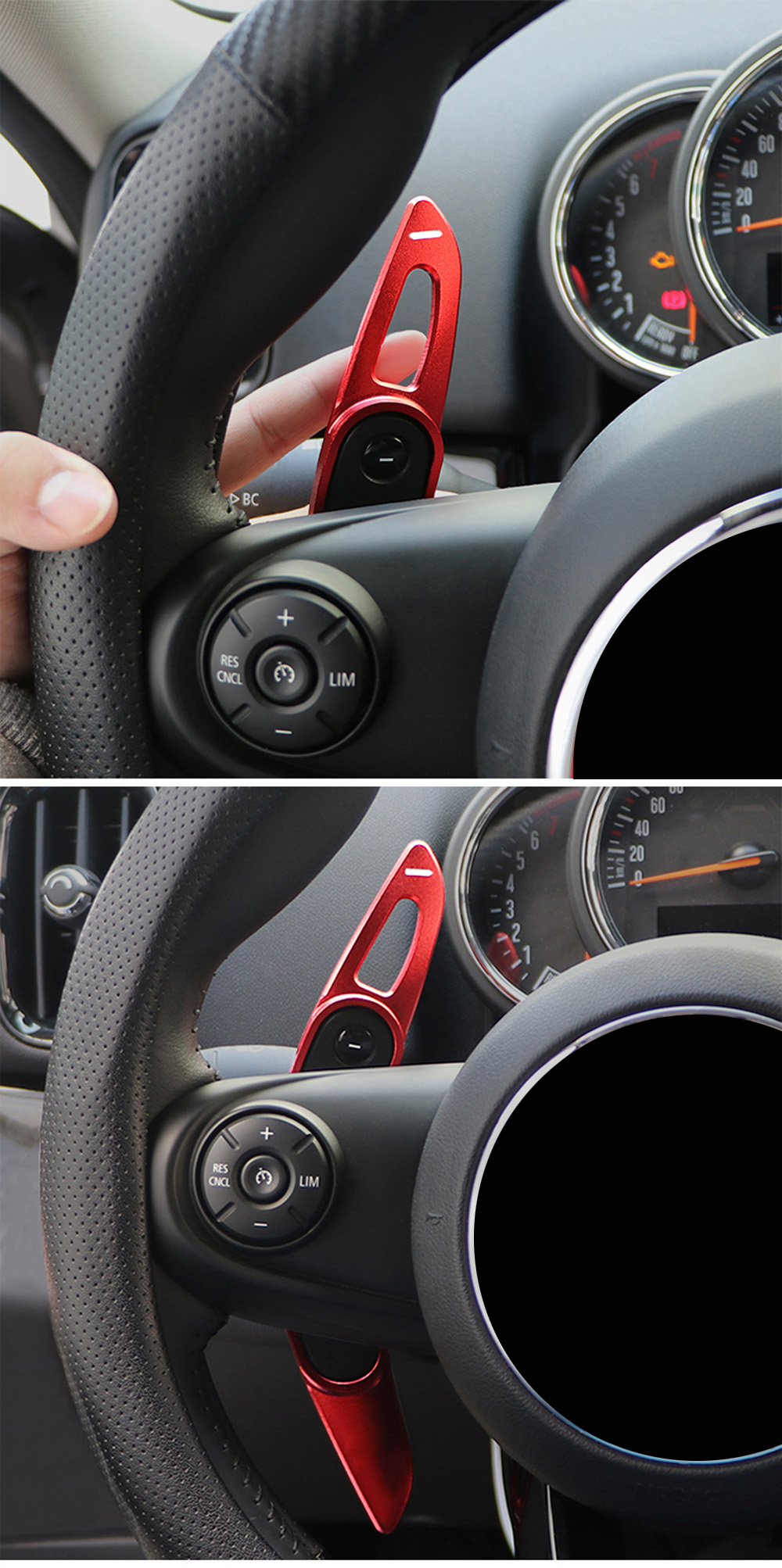 Styleshaus 2 Pezzi Paddle Cambio Volante Dell'Auto Sostituzione per Mini for Cooper S JCW F54 F55 F56 F57 F60 Countryman Clubman, Durevole Paletta Cambio Volante in Alluminio Decorazione