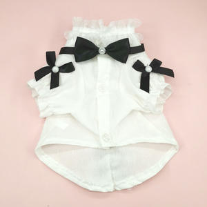 नई शैली छोटी आंटी विंड शर्ट + धनुष सेट पालतू बिल्ली कुत्ते खरगोश कपड़े फीता शर्ट शर्ट - Product Image 5