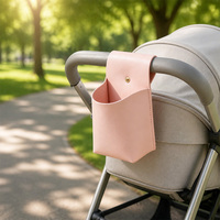 Organisateur suspendu portable élégant en cuir PU pour véhicule et poussette, mini pochette de rangement avec support