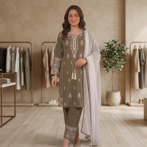 Ensemble Kurta/Kurti pour femme en rayonne, longueur cheville, avec broderie de créateur, effet miroir, réversible, infroissable et séchage rapide - Product Image 1