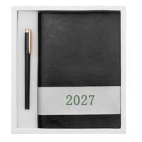Ensemble cadeau d'entreprise en gros, carnet en cuir personnalisé avec logo, agenda relié rigide 2027