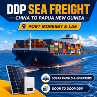 Transport maritime DDP vers la Papouasie-Nouvelle-Guinée, expédition porte-à-porte par voie maritime depuis Shenzhen, Chine, pour panneaux solaires, onduleurs, batteries au lithium