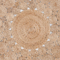 Tapis de jute tressé réversible | Tapis moderne en fibre naturelle beige Boho de 3x3 pieds pour intérieurs de ferme rustiques