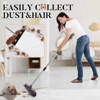 Brosse à tapis en caoutchouc avec raclette, épilateur pour animaux de compagnie avec manche long, outil d'élimination des peluches pour nettoyer le sol, les carreaux,