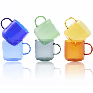 Custom Logo Single Wall Water Drinking Cup Borosilicate Glass Coffee Tea Juice Mug