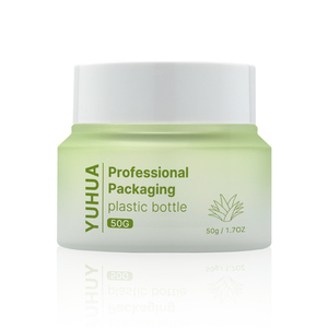 Tarro de crema cosmética de plástico blanco y verde con logotipo personalizado, 50g, <span class=keywords><strong>mantequilla</strong></span> corporal esmerilada, cara recta - Product Image 2