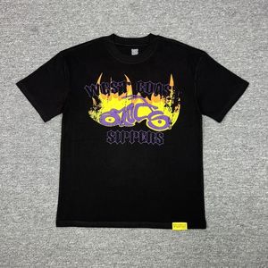 T-shirt da uomo in 100% cotone lavorato a maglia a maniche corte con stampa di personaggi <span class=keywords><strong>horror</strong></span> e tipografia audace per lo streetwear retrò di Los Angeles - Product Image 4