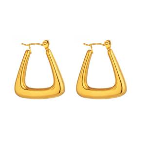 Pendientes triangulares chapados en oro de 18k para mujer, con hebilla geométrica para la oreja, aretes de acero de titanio, venta al por mayor - Product Image 1