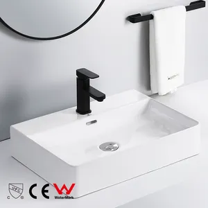 Hot popular elegant sanitary items square bathroom sink white ceramic countertop wash basin