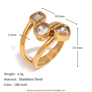 Moda europea y americana, joyería de diseño individualista única, acero inoxidable chapado con oro de 18 quilates geométrico multicapa - Product Image 3