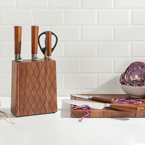 Ensemble <span class=keywords><strong>de</strong></span> 7 couteaux <span class=keywords><strong>de</strong></span> <span class=keywords><strong>cuisine</strong></span> en acier inoxydable avec manches en bois, design ambidextre, comprenant un couteau <span class=keywords><strong>de</strong></span> chef, un couteau à pain, des ciseaux en bois - Product Image 2