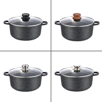Marmite en aluminium moulé sous pression antiadhésive avec couvercle en verre et bouton en acier inoxydable, sans PFAS, certifiée BSCI, 20 cm, personnalisable OEM, en gros