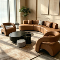 Ensemble de canapé modulaire moderne et table basse en cuir, design modulaire pour appartement