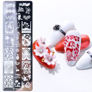 แม่แบบปั๊มเล็บทรงสี่เหลี่ยมผืนผ้า,แผ่นภาพสเตนเลสสตีล12X4ซม. ลายดอกไม้แห่งความรักสำหรับทำเล็บมือขายส่งจำนวน1ชิ้น - Product Image 1