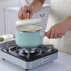 Dụng Cụ Nấu Ăn Bằng Sứ Tráng Men Nhật Bản Nồi Và Xoong Chảo Sữa Tráng Men Có Tay Cầm Bằng Gỗ - Product Image 5