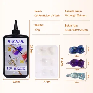 Resina UV profesional Pegamento UV barato Fábrica OEM Titular de la pluma del gato personalizado Resina UV suave
