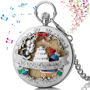 Happy Birthday Song Wind Up Musical Pocket Watch