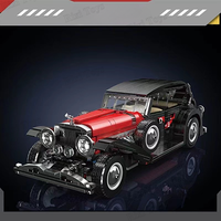 Mould King 10114 Nuevo MOC City, Coche Clásico Rojo Retro, Kits de Modelos para Exhibición, Regalos Educativos para Adultos, 1308 Piezas, Juego de Bloques de Construcción