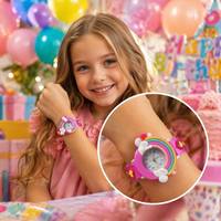 Montre pour enfants en silicone, motif licorne arc-en-ciel de dessin animé mignon, cadran tendance, mouvement Hangzhou, cadeau DIY pour la maternelle, bijoux