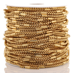 Cadena tubular de acero inoxidable de 2.5mm 3mm 4mm chapada en oro para la fabricación de collares, accesorios de joyería, manualidades DIY. - Product Image 1