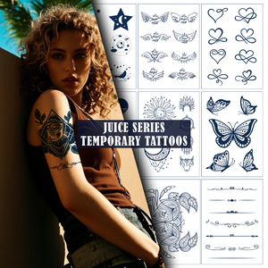 Pegatinas de tatuaje semipermanentes a prueba de agua a base de plantas grandes diseños <span class=keywords><strong>pequeños</strong></span> jugo de frutas a base de hierbas no tóxico <span class=keywords><strong>manga</strong></span> corporal eventos arte - Product Image 1