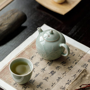 Guanlan Banana Moonlight Relief Jade Hat Teapot Ceramic Handmade Kung Fu <b>Tea</b> <b>Set</b> Round With Lid Afternoon <b>Tea</b> - Product Image 4