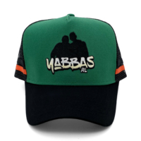 Casquette Trucker 5 Panneaux en Maille Verte avec Logo Personnalisé, Broderie 3D de Haute Qualité, Rayures Latérales Style Campagnard, Profil Haut
