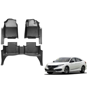พรมปูพื้นรถยนต์ TPE แบบสั่งทำพิเศษสำหรับ Honda Civic พวงมาลัยขวา ปี 2016 |   แผ่นรองพื้นกันน้ำทุกสภาพอากาศ ชุดเต็ม ของแท้จากโรงงาน - Product Image 1