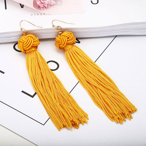 लटकन कान की बाली हाथ से बुने हुए दौर गेंद स्तरित लटकन कान की बाली बोहेमियन लटकना ड्रॉप लंबे लटकन Druzy स्टड कान की बाली महिलाओं के लिए - Product Image 5